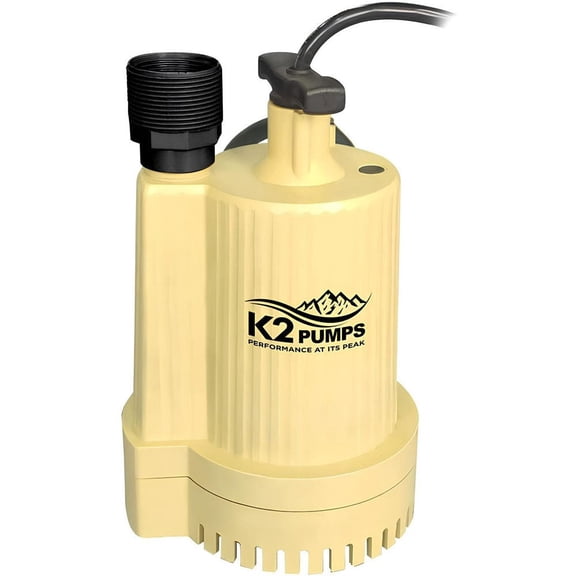 K2 Pumps 1/3Hp Thermoplastic Sump Pump With Piggyback Tethered Switch