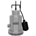 thumbnail image 1 of K2 Pumps Sump Pump 1/2 Hp Stainless Steel With Piggyback Tethered Switch, 1 of 8