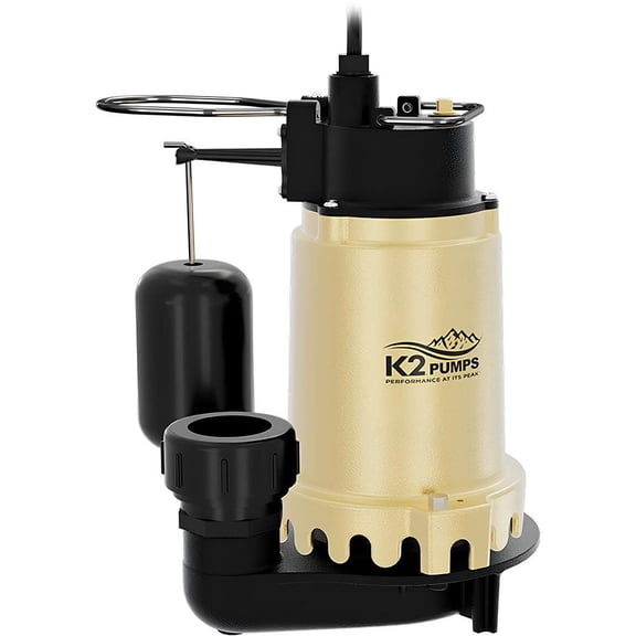 K2 Pumps Sump Pump 1/3 Hp Cast Iron With Snap Action Vertical Switch