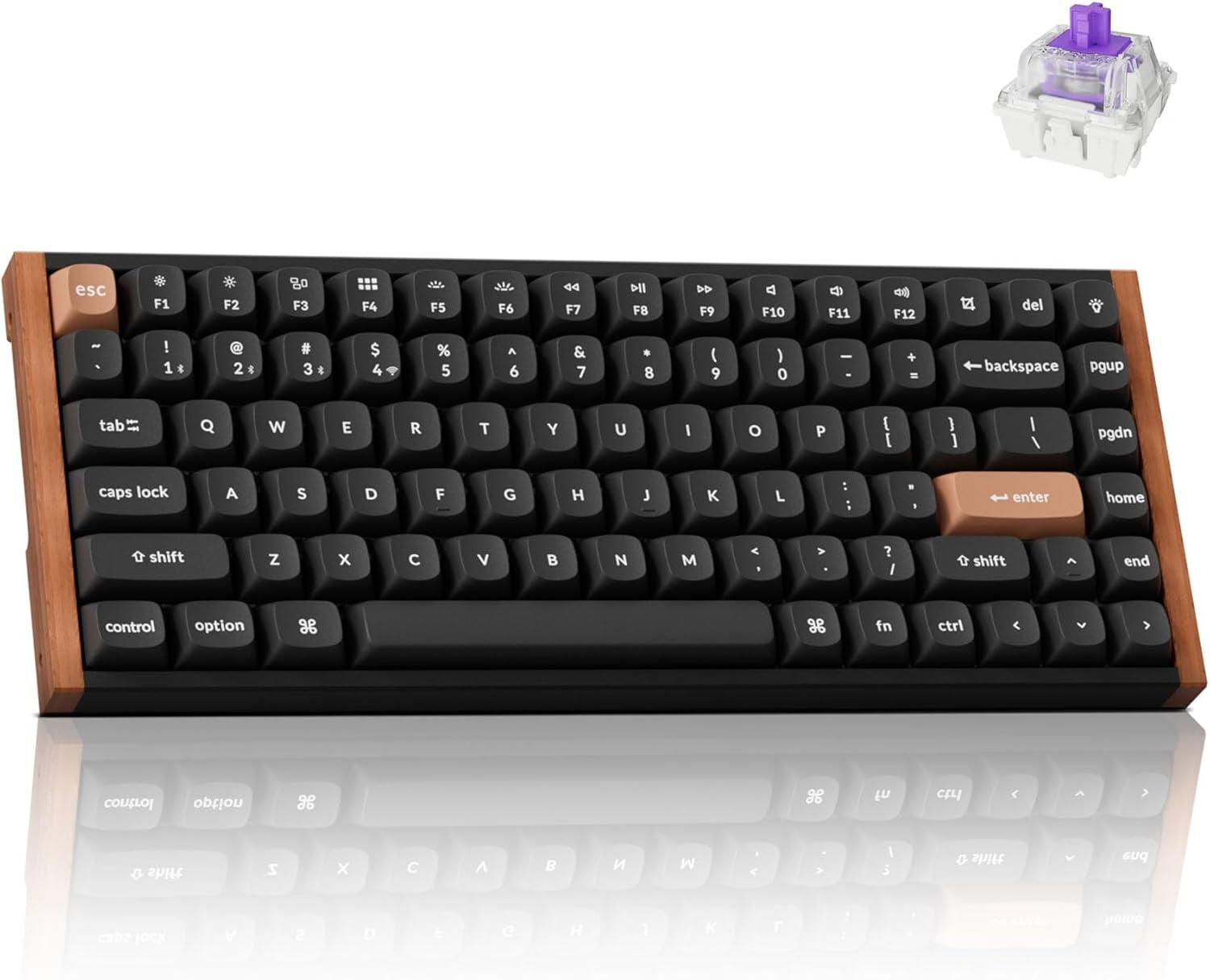K2 HE Rapid Trigger Wireless Custom Keyboard with Hall Effect Gateron Double-Rail Magnetic Switch, QMK 2.4 GHz Bluetooth 5.2 RGB Compatible with Mac Windows Linux (Aluminum + Wood)