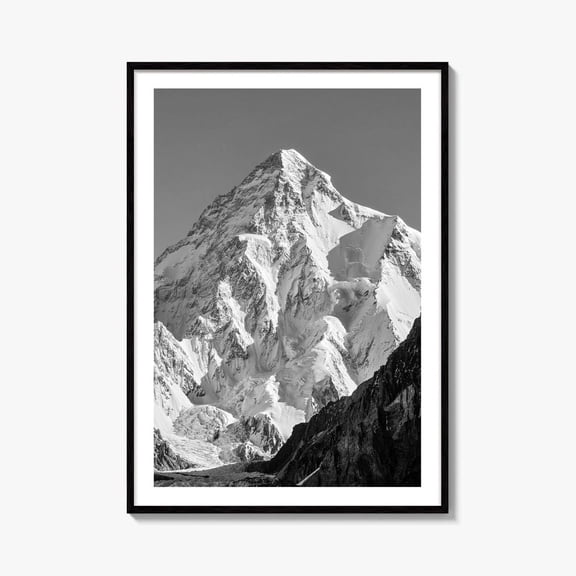 K2 Summit Black And White Fine Art Photo Print Karakoram Pakistan Wall, Unframed Paper Print