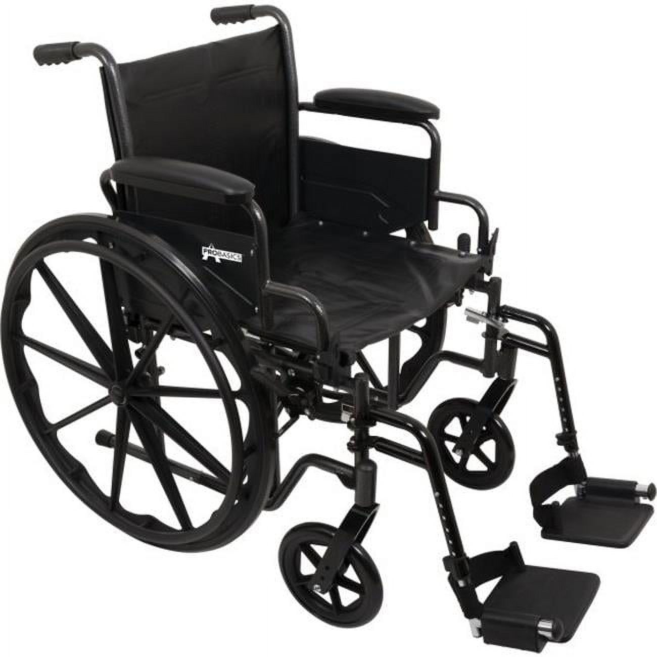 Equate Wheelchair With Large 18-Inch Padded Seat, Removable Swing-Away  Footrests, Foldable, Black