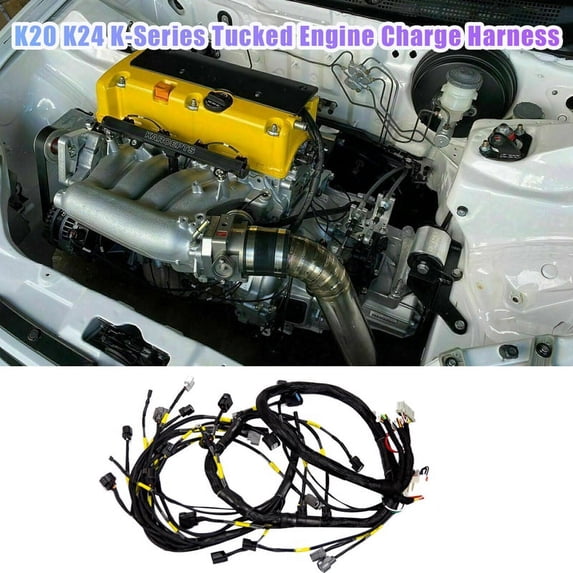 K20 K24 K-Series Tucked Engine Harness for K-Swap CRX EK EG EP3 01-05 RSX 02-04,1 x Engine Wire Harness,Black