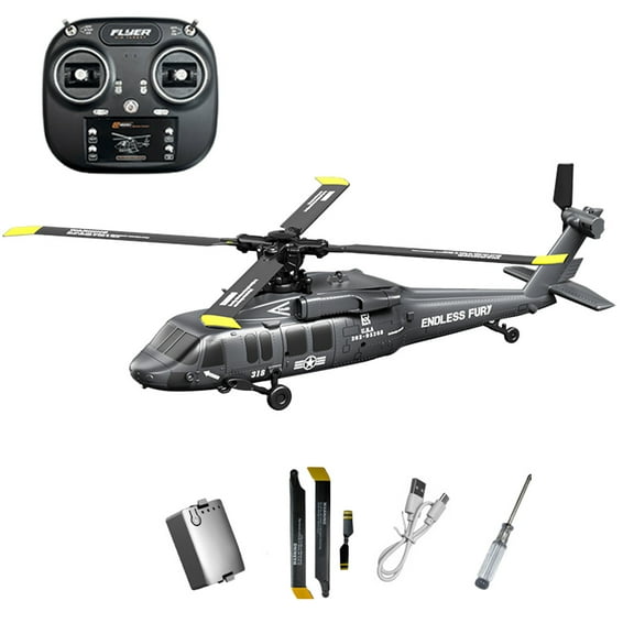 K200 Black Hawk 6CH RC Helicopter Brushless Direct-Drive Motor Aircraft with Optical Flow Positioning and One-Key Inverted Flight RTF Model for Beginner( Grey / 1 Battery )