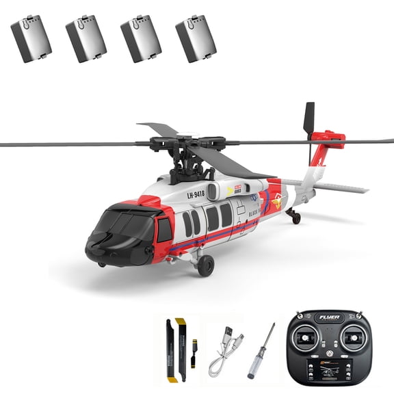 K200 UH-60 BlackHawkk 6-Axis Gyroscope RC Helicopter with One-Key Inverted Flight, 2.4G 6CH Aerobatic Remote Control Helicopter with Altitude Hold & Optical Flow Positioning for Adults - RTF