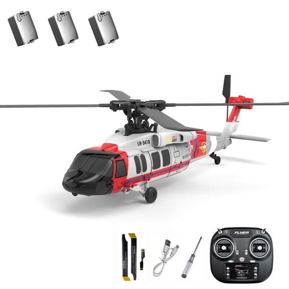 K200 UH-60 BlackHawkk 6-Axis Gyroscope RC Helicopter with One-Key Inverted Flight, 2.4G 6CH Aerobatic Remote Control Helicopter with Altitude Hold & Optical Flow Positioning for Adults - RTF