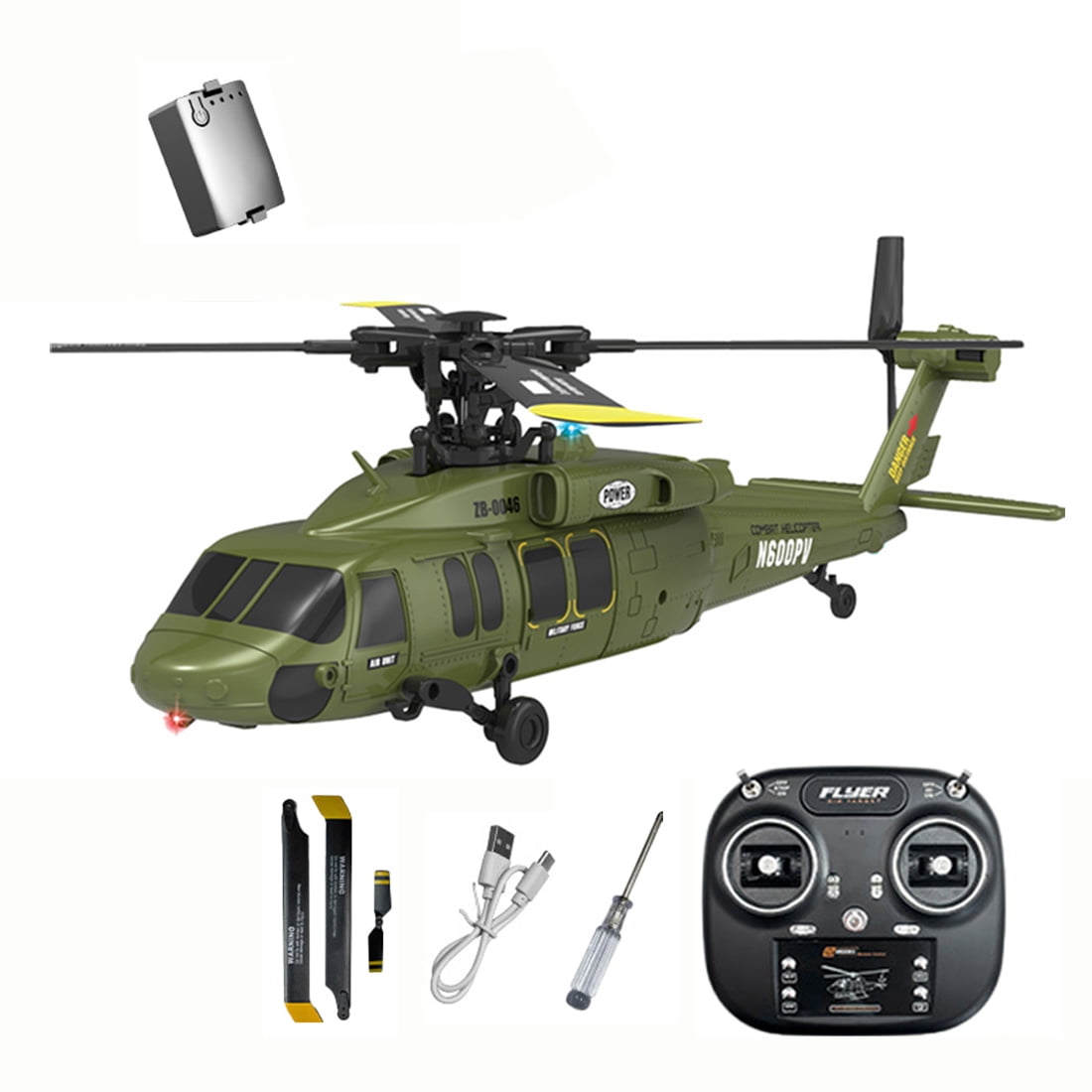 K200 UH-60 One-Key Inverted Flight RC Helicopter with 6-Axis Gyro, 2.4G 6CH Simulation Blackhawk Aerobatic RC Helicopter with Altitude Hold & Optical Flow Positioning for Enthusiasts - RTF