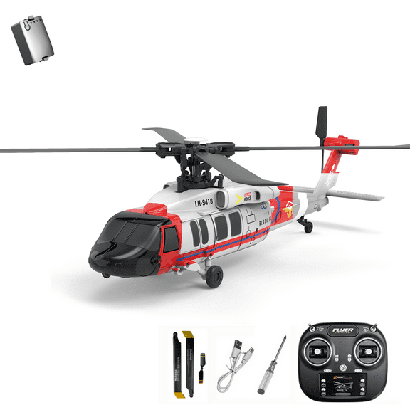 K200 UH-60 One-Key Inverted Flight RC Helicopter with 6-Axis Gyro, 2.4G 6CH Simulation Blackhawk Aerobatic RC Helicopter with Altitude Hold & Optical Flow Positioning for Enthusiasts - RTF