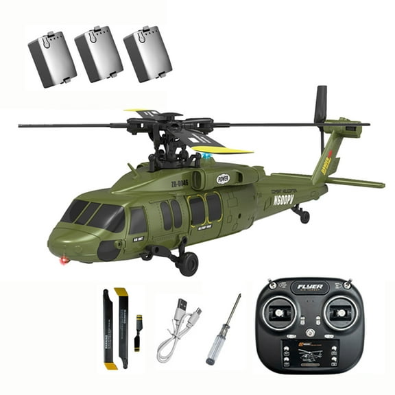 K200 UH-60 Simulation BlackHawkk 6CH RC Helicopter with One-Key Inverted Flight, 2.4G 6-Axis Gyroscope Aerobatic Remote Control Helicopter with Altitude Hold & Optical Flow Positioning - RTF