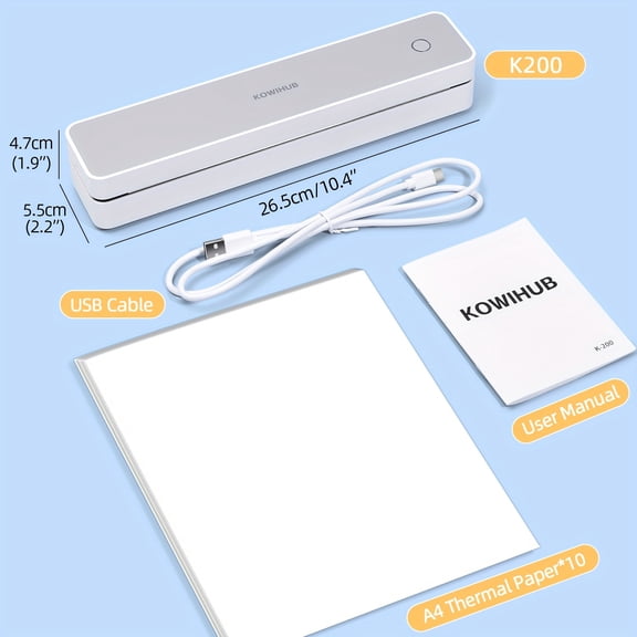 K200 Wireless Thermal Tattoo Printer Tattoo Transfer Printer Mini Portable Thermal Tattoo Stencil Printer with 10pcs Tattoo Transfer Paper 10pcs A4 Paper