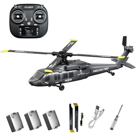 K2000 UH-60 Blackhawk RC Helicopter, 2.4GHz 6 Axis Gyroscope RC Military Helicopter, 6CH RC Aircraft with 3 Speed Mod, Altitude Hold & Optical Flow Positioning for Adults