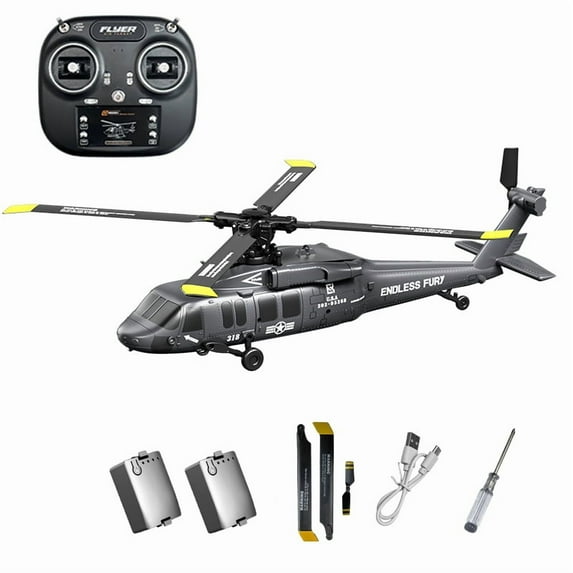 K2000 UH-60 Blackhawk RC Helicopter, 2.4GHz 6 Axis Gyroscope RC Military Helicopter, 6CH RC Aircraft with 3 Speed Mod, Altitude Hold & Optical Flow Positioning for Adults