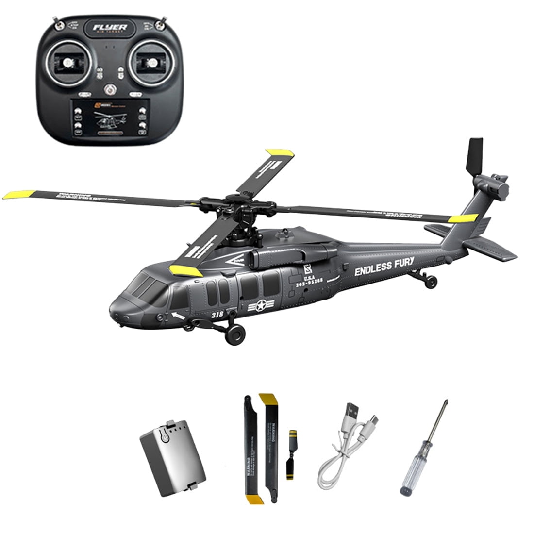 K2000 UH-60 Blackhawk RC Helicopter, 2.4GHz 6 Axis Gyroscope RC Military Helicopter, 6CH RC Aircraft with 3 Speed Mod, Altitude Hold & Optical Flow Positioning for Adults