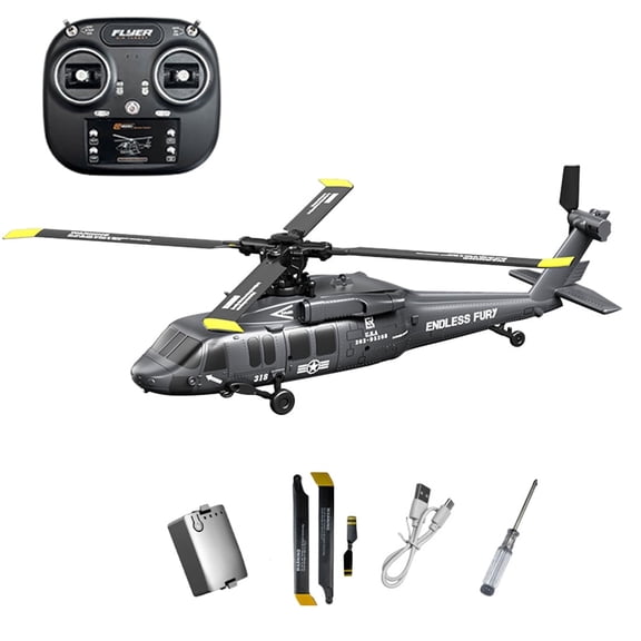 K2000 UH-60 RC Helicopter for Adults, 2.4GHz 6CH Brushless Remote Control Military Helicopter, 6-Axis Gyroscope RC Airplane with 3-Speed Mod, Altitude Hold & Optical Flow Positioning - 1 Battery