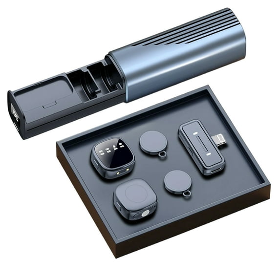 K26 Mini Wireless Microphone, Magnetic Microphone With Noise Cancellation Microphone 2 Pack LED Display Mic For Interview, Video And Podcasting, Valentine's Gift for Video Producer, Boyfriends