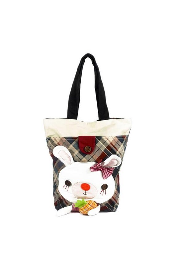 K292-1 Rabbit and Pineapple Canvas Shoulder Tote Bag / Shopper Bag