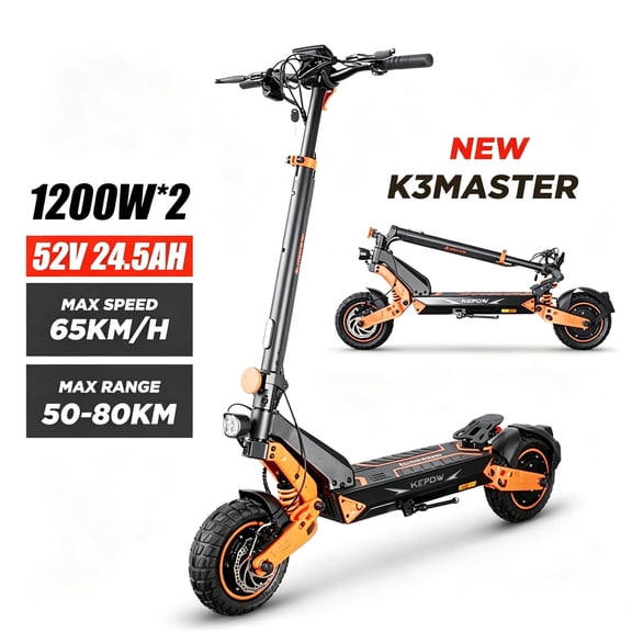 JUN LING Adults Foldable Electric Scooter - 2400W Dual Motor, 11" Off-Road Tires, up to 41MPH and 50Miles, Commuting E Scooter
