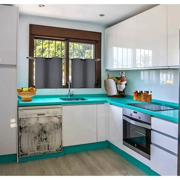 K30 2 Panels Ivory thermal short curtain blackout 100% privacy for kitchen bathroom decor with grommets top size 28" wide X 36" length each panel