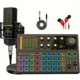 thumbnail image 1 of K300 Sound Mixer Board, Wired Microphone, LED Light Voice Changer Sound Card with Multiple Sound Effects - Live Sound Card, 1 of 9