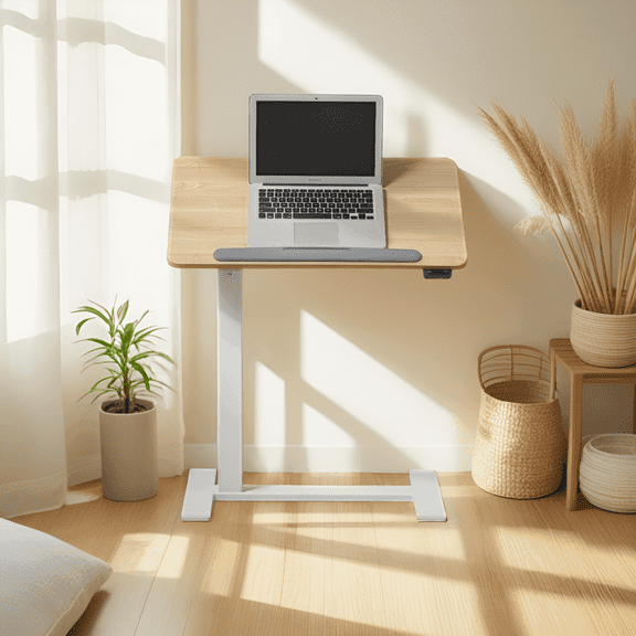 K30016 Electric Height Adjustable Standing Desk with Drawer, 27.5 x 15.7 in,Natural/White,1 Pack