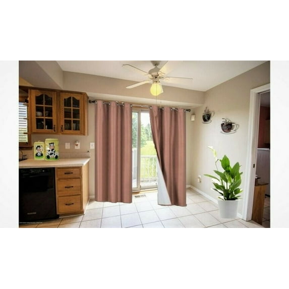 K34 1 Panel with white Lined Blackout Light Blocking Window Curtain Drapes Silver Grommets Brick solid color 63" Length for bedroom Décor