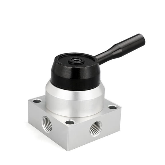 K34R6-8 Pneumatic Switch Hand Valve, Three-Position Four-Way Manual Reversing Valve, Aluminum Rotary Control for Air-Tools, 52x52mm