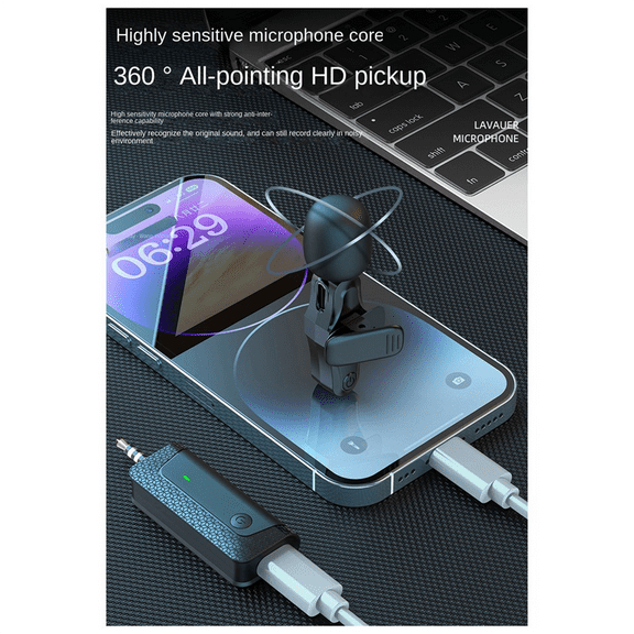 K35Pro Wireless Microphone Lavalier for Camera Cell Phone Recording Video Speaker Headset