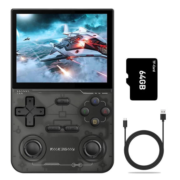 K36 Open Source Portable Nostalgic Retro Arcade Handheld Game Machine, 3.5'' IPS Screen, Dual Joystick 16000 + Games, 20+ Emulators, for Gift