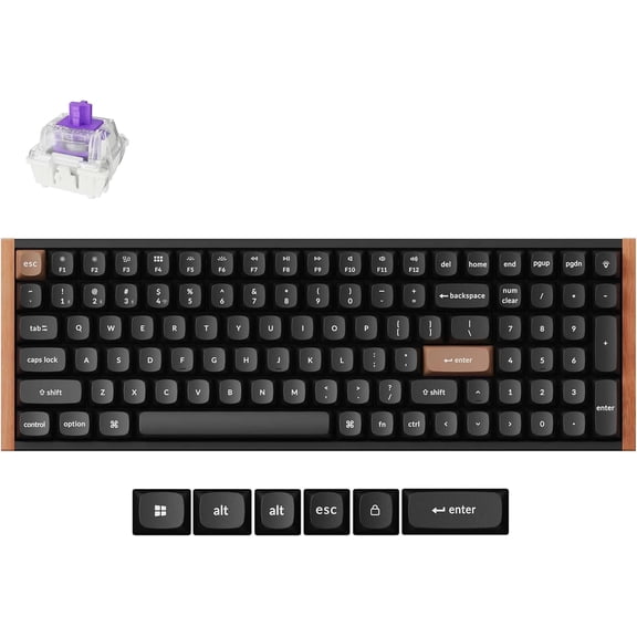 K4 HE  96% Compact Hall Effect Wireless Mechanical Keyboard with Number Pad, Magnetic Switch, Rapid Trigger, Custom RGB, QMK/VIA, 2.4GHz/BT5.2/Wired, for Mac/Windows/Linux, Wood Frame, Black