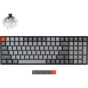 K4 96% Layout 100 Keys Wireless Bluetooth 5.1/Wired USB Mechanical Gaming Keyboard with Super Brown Switch White LED Backlight N-Key Rollover for Mac Windows PC-Version 2
