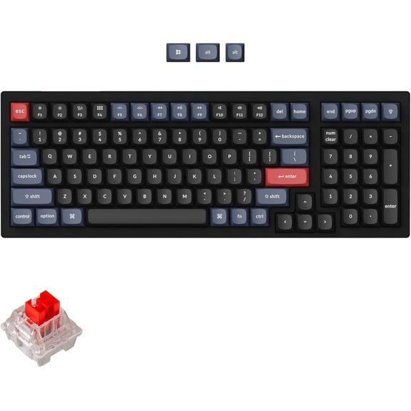 K4 Pro 96% Custom Mechanical Keyboard with Hot-Swappable K Pro Red , QMK/VIA Programmable Macro /Wired Keyboard White LED Backlit for Windows Linux - Black