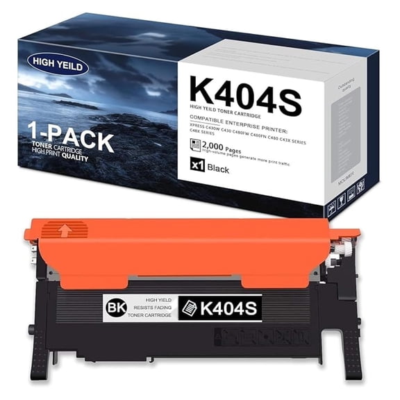 K404S CLT-K404S Black Toner Cartridge Replacement for CLT-K404S K404S Toner for Xpress C430 C430W C433W C480 C480FN Printer Toner (1-Pack)