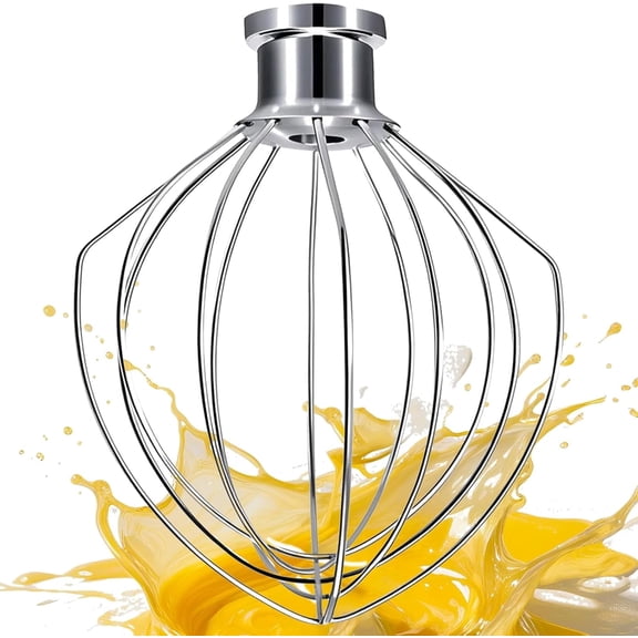 K45WW Whisk Attachment Fits KitchenAid, 6 Wire Whip for 4.5 5 Quart KitchenAid Tilt-Head Stand MixerCompatible with Kitchen Aid Accessories K45,K45SS,KSM75,KSM90,KSM110,KSM150, Handwash Only