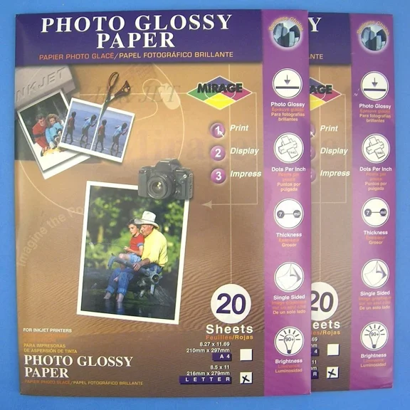 K462R Lot 2 Mirage Photo Paper 20 Sheets 8.5X11" Inkjet Gloss 7 Mil 1440Dpi New