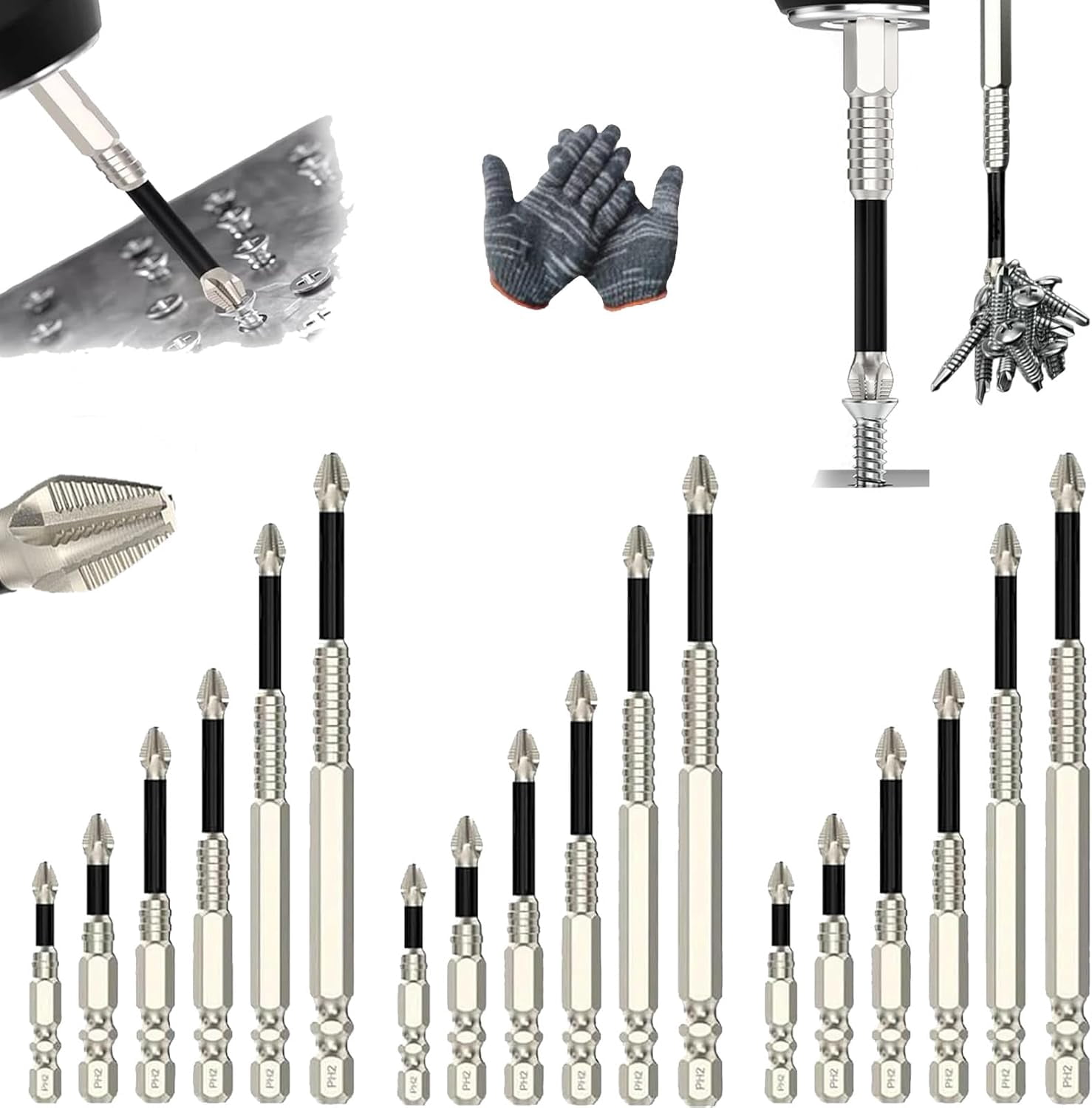 K5 Anti Slip Bit, High Magnetic Screwdriver Drill Bit Set, 2025 New Upgrade Anti Slip Ph2 Impact Driver Set, Alloy Steel Materia Impact Resistant Bits for Home Diy Professional Use