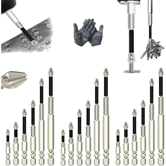 K5 Anti Slip Bit, High Magnetic Screwdriver Drill Bit Set, 2025 New Upgrade Anti Slip Ph2 Impact Driver Set, Alloy Steel Materia Impact Resistant Bits for Home Diy Professional Use (18)