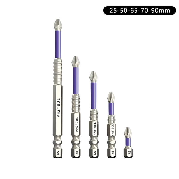 K5 Impact-Resistant Anti-Slip Bit Set 5/6PCS High-Magnetic Screwdriver Drill Bits for Hand Drills & Impact Drivers, Anti-Slip Tooth Design for Professional Use