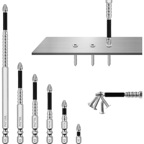 K5 Impact Resistant Non Slip Bit, Magnetic Screwdriver Drill Bit Set, Anti Slip Bits For Furniture Assembly, Home DIY, Woodworking, Machinery, Electronic Equipment, And Auto Repair(6)