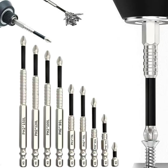 K5 Impact-Resistant and Non-Slip Bit,Impact Driver Bit Set,Titanium Alloy Impact Non-Slip Cross Head,High Magnetic Screwdriver Drill Bit.