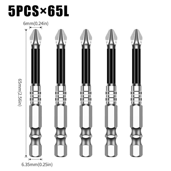 K5 Impact-Resistant and Non-Slip Bit,Impact Driver Bit Set,Titanium Alloy Impact Non-Slip Cross Head,High Magnetic Screwdriver Drill Bit