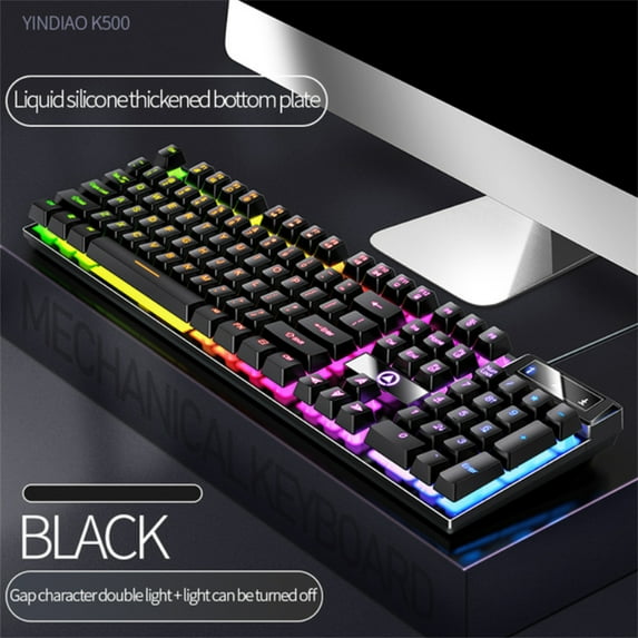 K500 104 Keys Gaming Keyboard Wired Color-blocking Backlight Mechanical Feel Desktop Computer Keyboard for Desktop Laptop