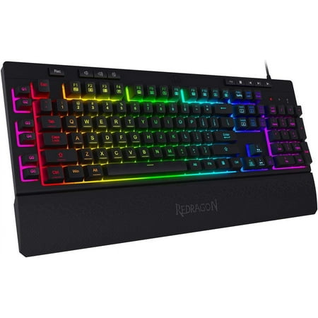 K512 Shiva RGB Backlit Membrane Gaming Keyboard with Multimedia Keys, Linear Mechanical-Feel Switch, 6 Extra On-Board Macro Dedicated Media Control, Detachable Wrist Rest