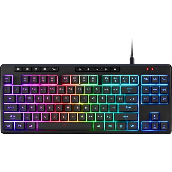 K516 Shiva TKL Wired RGB Membrane Gaming Keyboard, 87 Keys Mechanical-Feel Keyboard w/Smooth Linear Switch, On-Board Macro & Dedicated Multimedia Keys, 16.8M RGB Backlit, Software Supported