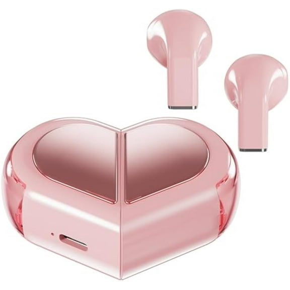 K520 Earbuds, K520 Wireless Headset- 2025 New Cute Small Mini Tiny Invisible Heart Shaped Earphones with Rotatable Charging Case, Mini Invisible Design for Small Ears(Pink)