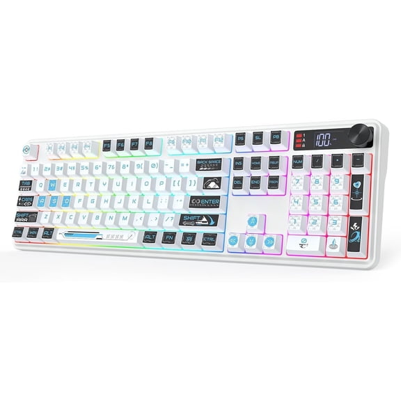 K526 PRO RGB Membrane Gaming Keyboard, LED Screen & Knob | See , Mode & Time at a Glance, 0-Delay Tri-Mode, - Backlit & Media Adjust, 26-Key Anti- for Combo-Strike