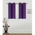 thumbnail image 1 of (K54) Purple 1 Panel Silver Grommets Kitchen Tier Window Curtain 3 Layered Thermal Heavy Thick Insulated Blackout Drape Treatment Size 30" Wide X 54" Length, 1 of 2