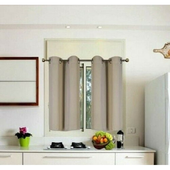 (K54) Taupe Tan 1 Panel Silver Grommets Window Curtain 3 Layered Thermal Heavy Thick Insulated Blackout Drape Treatment Size 30" Wide X 54" Length