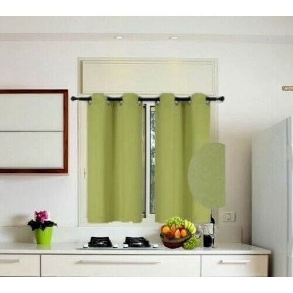 K54 Thermal Panel Lime Green solid color 1 Panel Grommets Kitchen Tier Window Curtain 3 Layered Thermal Heavy Thick Insulated Blackout Drape Treatment Size 28" Wide X 54" Length