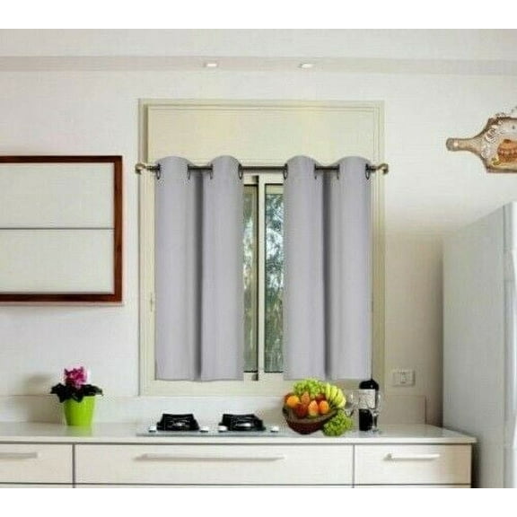 (K54) White Stone 1 Panel Silver Grommets Window Curtain 3 Layered Thermal Heavy Thick Insulated Blackout Drape Treatment Size 30" Wide X 54" Length