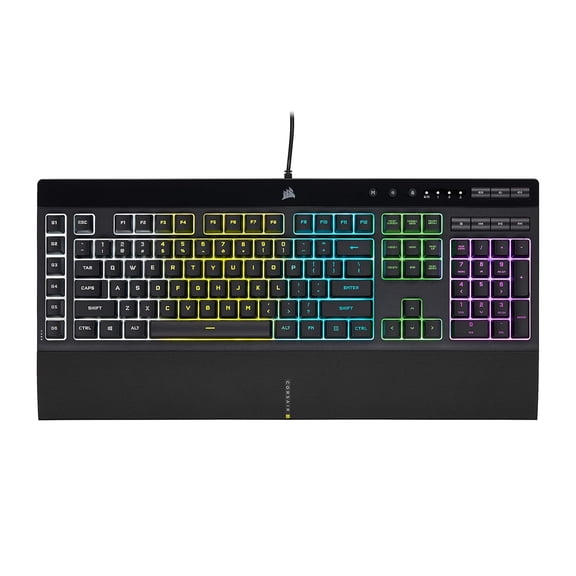 K55 RGB PRO Membrane Wired Gaming Keyboard IP42 Dust and Spill-Resistant 6 Macro Keys with Elgato Integration iCUE Compatible QWERTY NA PC, Mac, Xbox Black